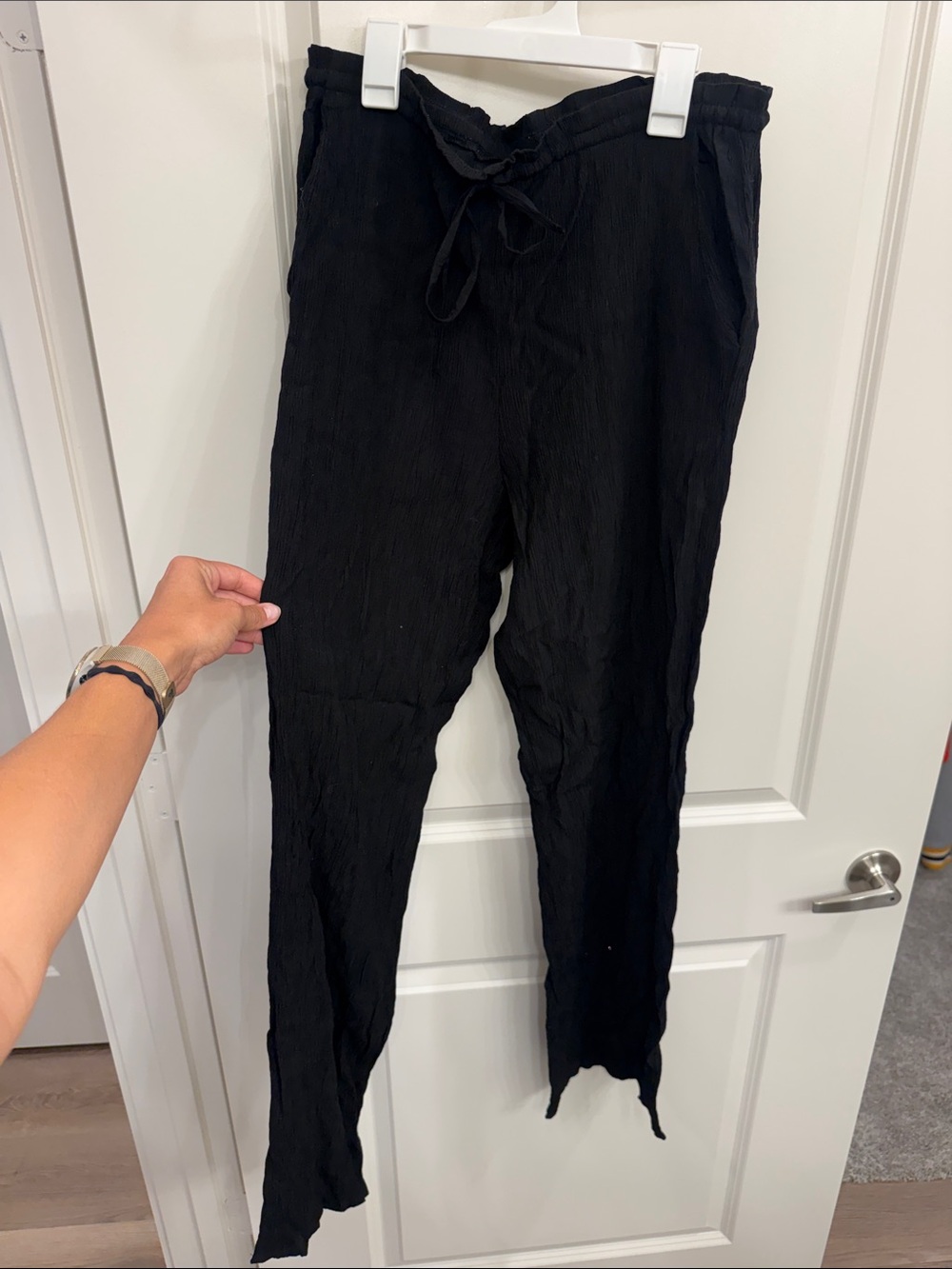 Zara Black Drawstring coverup pants Full length